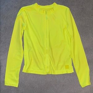 Girls Long Sleeve Zip Up Swim Shirt Rashguard
